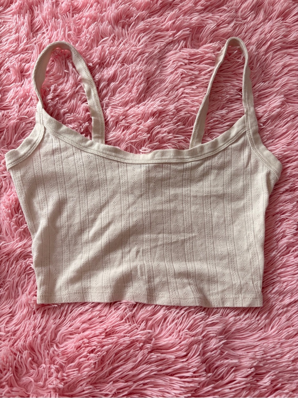 Cream Ribbed Cropped Cami Top